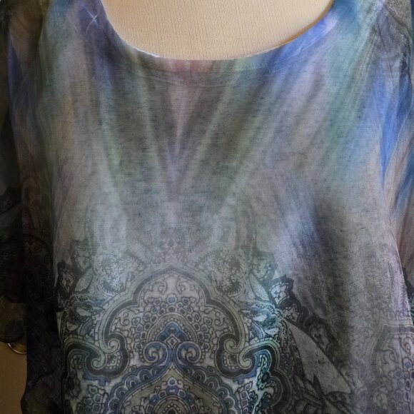 ONE WORLD SHEER TOP WITH TANK   PETITE LG  NWOT - Picture 5 of 7